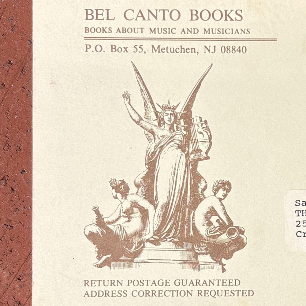 Bel Canto Books Book Catalogue Music and Musicians Metuchen NJ Vintage Composer